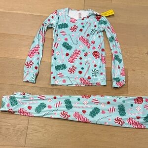 NWT PJ Place Candy Print Festive Pajama Set - Light Blue and Red Size 16